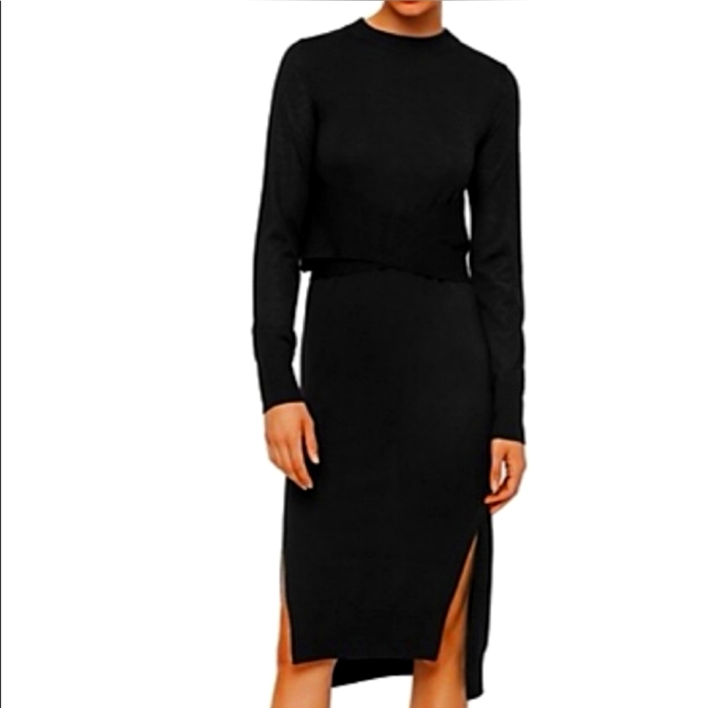 ALL SAINTS CREWNECK DRESS SIZE M (MERINO WOOL) BLACK